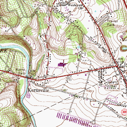 Topographic Map of Kernsville Elementary School, PA