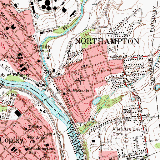 Topographic Map of Franklin Elementary School, PA
