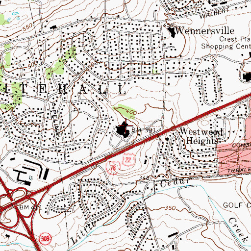 Topographic Map of Springhouse Junior High School, PA