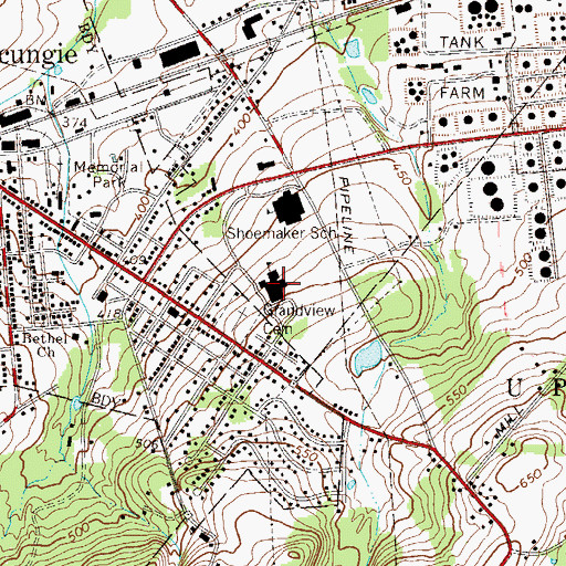 Topographic Map of Shoemaker Elementary School, PA
