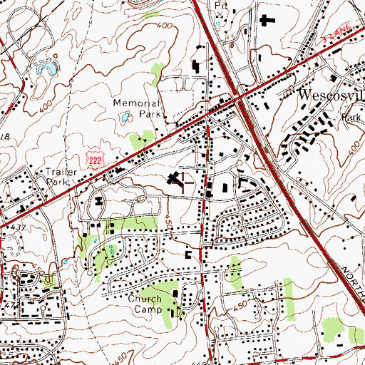Topographic Map of Wescosville Elementary School, PA