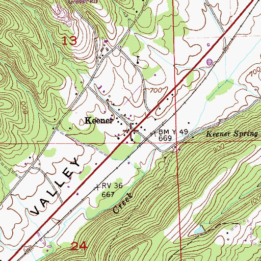 Topographic Map of Keener, AL