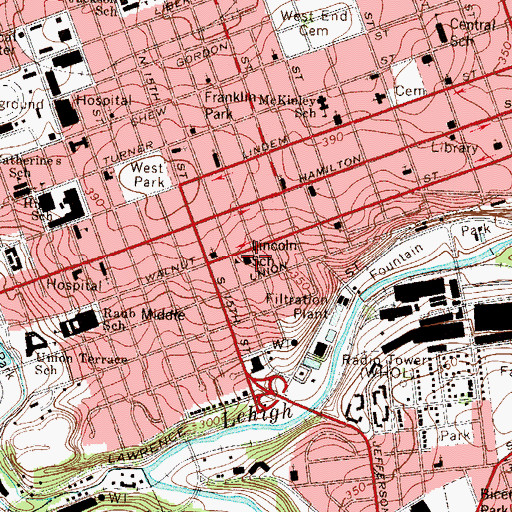 Topographic Map of Lincoln Early Childhood Center, PA