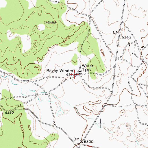 Topographic Map of Begay Windmill, AZ