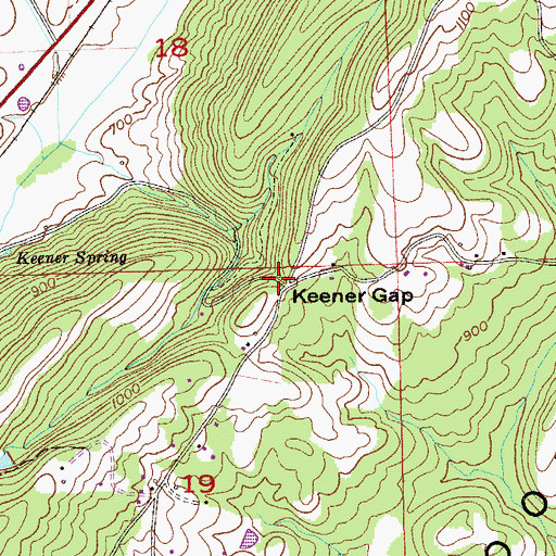 Topographic Map of Keener Gap, AL