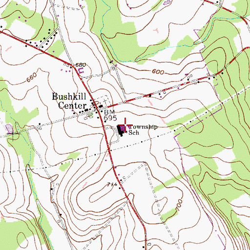 Topographic Map of Bushkill Township Elementary School, PA