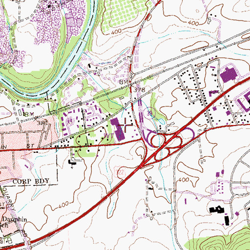 Topographic Map of Park Village Plaza, PA