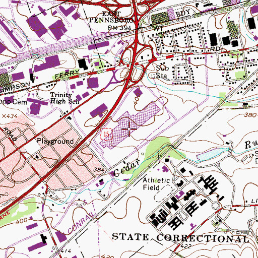 Topographic Map of Capital City Mall, PA