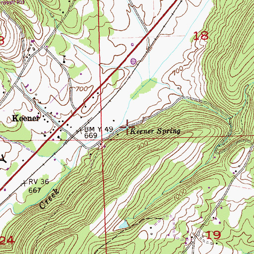 Topographic Map of Keener Spring, AL