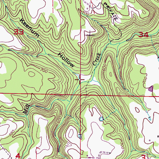 Topographic Map of Keenum Hollow, AL