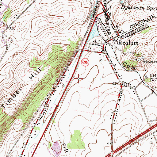 Topographic Map of Brookside School, PA