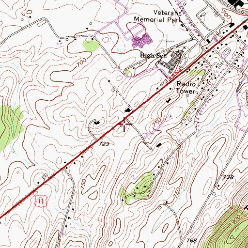 Topographic Map of Sunny Hill School, PA