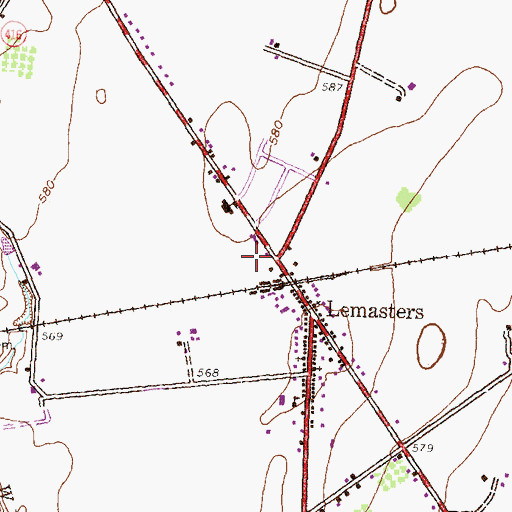 Topographic Map of Lehmasters Station, PA