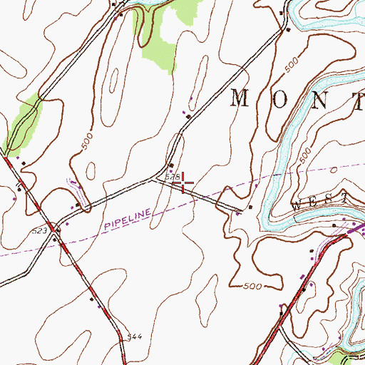 Topographic Map of Vanilla, PA