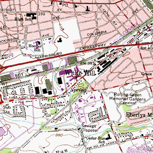 Topographic Map of Lower Allen Shopping Center, PA