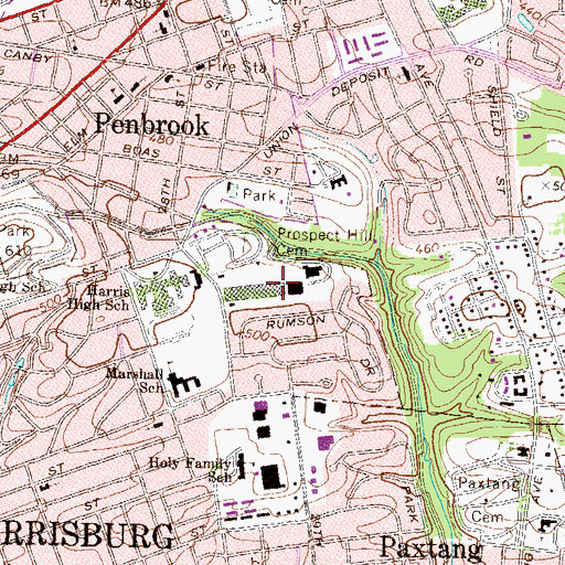 Topographic Map of Kline Village Shopping Center, PA