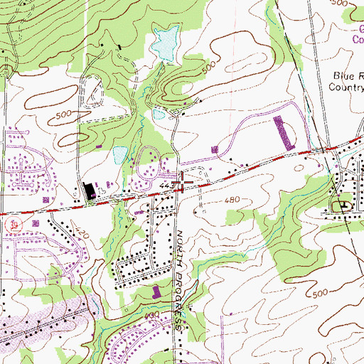 Topographic Map of Village of Oakhurst Shopping Center, PA