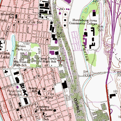 Topographic Map of Uptown Plaza, PA