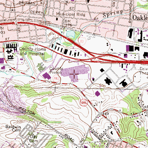 Topographic Map of Harrisburg East Mall, PA
