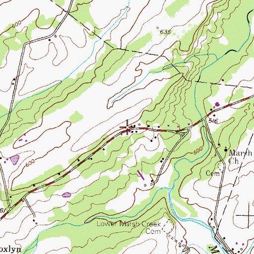 Topographic Map of Hammer Hall, PA