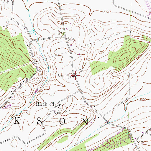 Topographic Map of Roth Church, PA