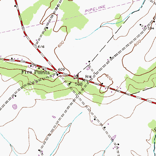 Topographic Map of Bowlder, PA
