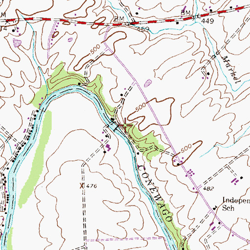 Topographic Map of Browns Dam, PA