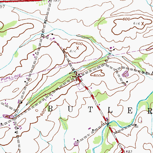Topographic Map of Benders Church, PA