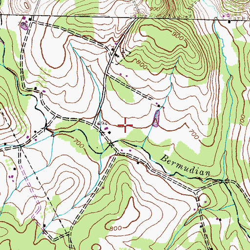 Topographic Map of Bream Mill (historical), PA