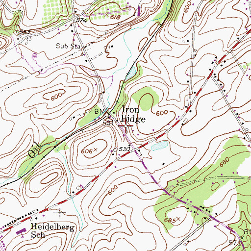 Topographic Map of Ironore P O (historical), PA