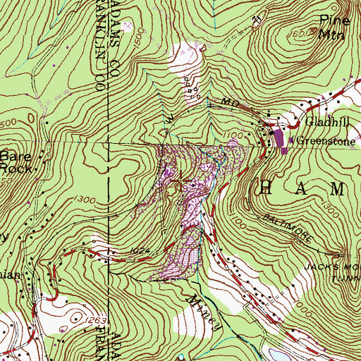 Topographic Map of Funkhouser Mill (historical), PA