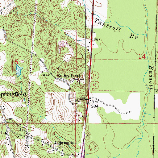 Topographic Map of Kelley Cemetery, AL