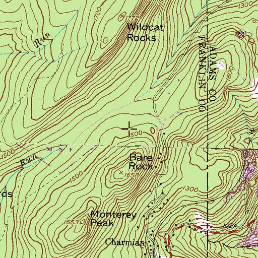 Topographic Map of Devils Racecourse, PA