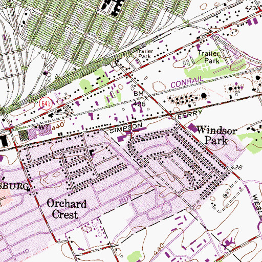 Topographic Map of Windsor Park Shopping Center, PA