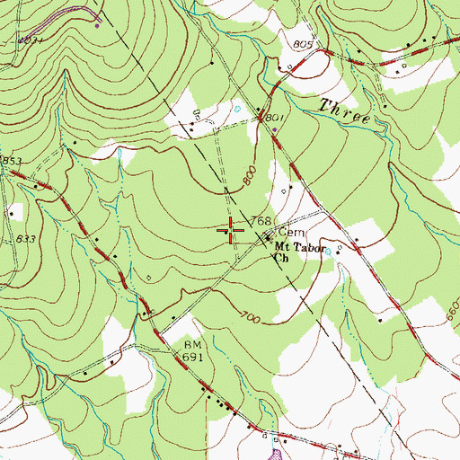 Topographic Map of Chestnut Grove School, PA