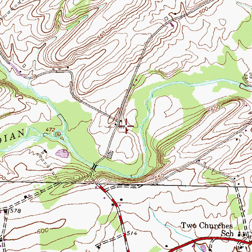 Topographic Map of Pondtown Mill (historical), PA