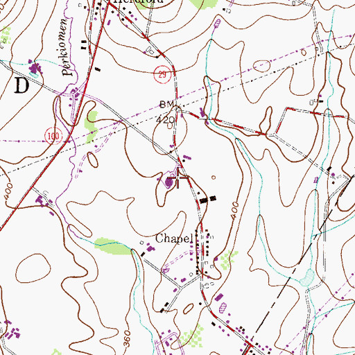 Topographic Map of Hereford Elementary School, PA