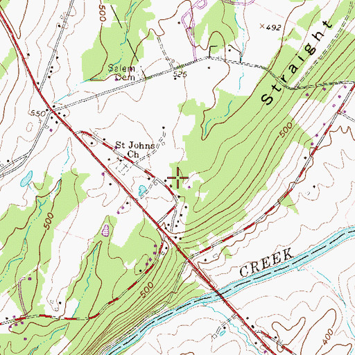 Topographic Map of Big Rock School, PA