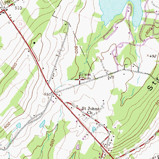 Topographic Map of Salem Church (historical), PA