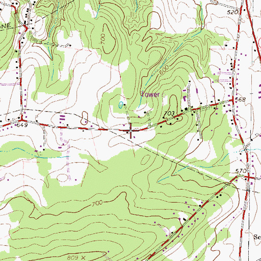 Topographic Map of Fuhrmans School, PA