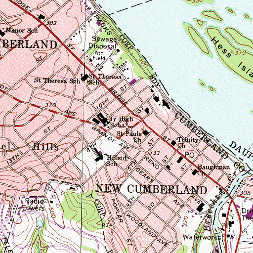 Topographic Map of Seventh Street School, PA