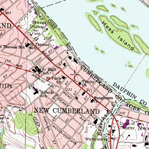 Topographic Map of Fifth Street School, PA