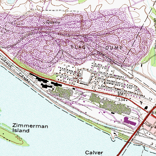 Topographic Map of East Side School, PA