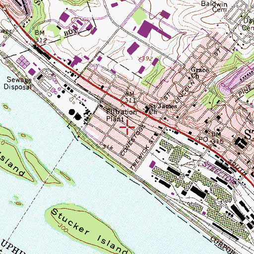 Topographic Map of West Side School, PA