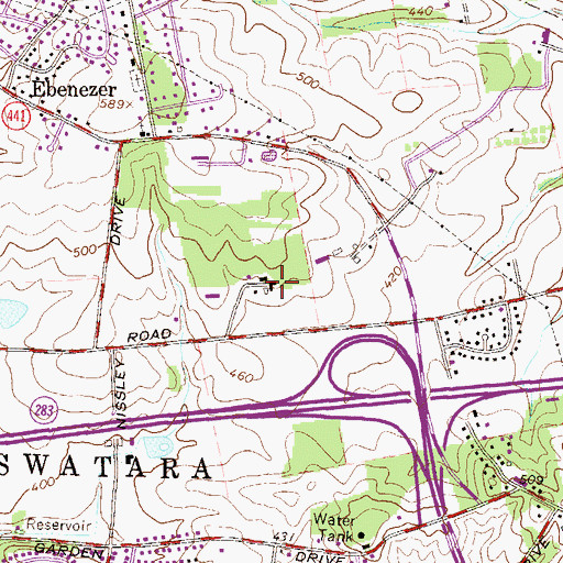 Topographic Map of Harmony Hall, PA