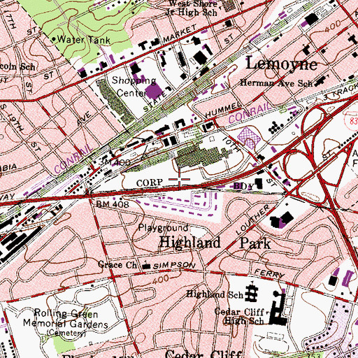 Topographic Map of White Hill Station, PA