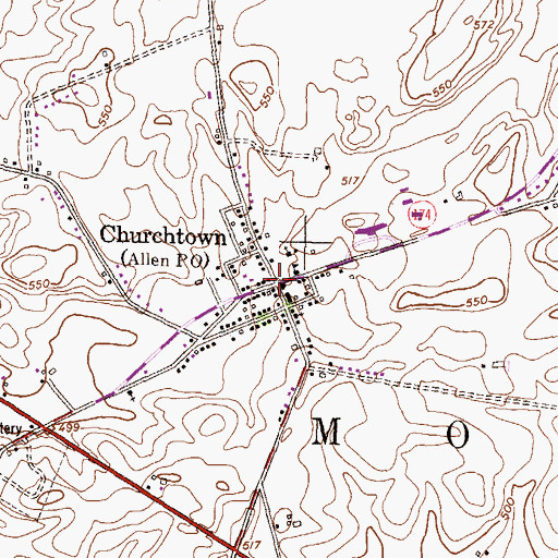 Topographic Map of Allen, PA