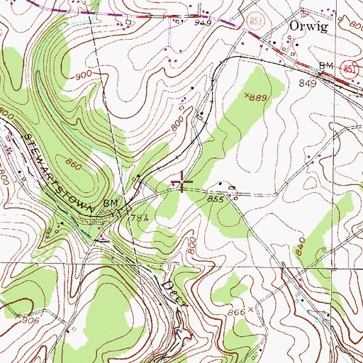 Topographic Map of Anstine, PA