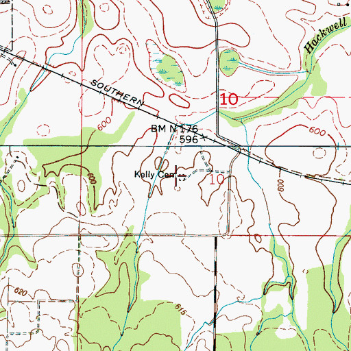 Topographic Map of Kelly Cemetery, AL