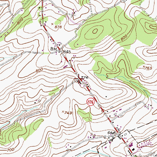 Topographic Map of Prospect Hill School, PA